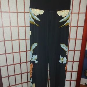Eva Varro wide leg black floral pants